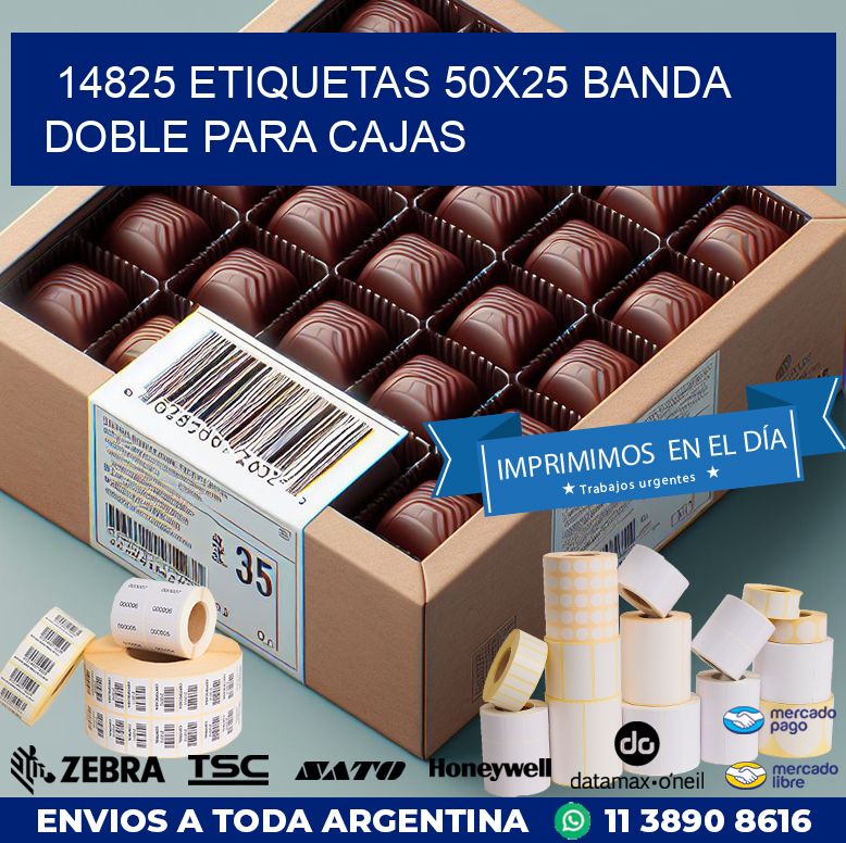 14825 ETIQUETAS 50X25 BANDA DOBLE PARA CAJAS