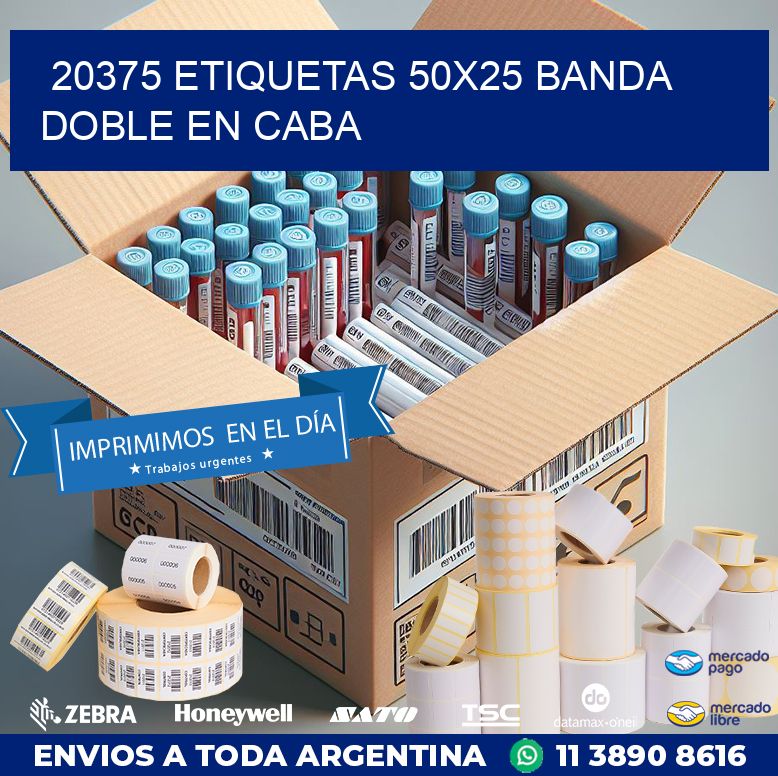 20375 ETIQUETAS 50X25 BANDA DOBLE EN CABA