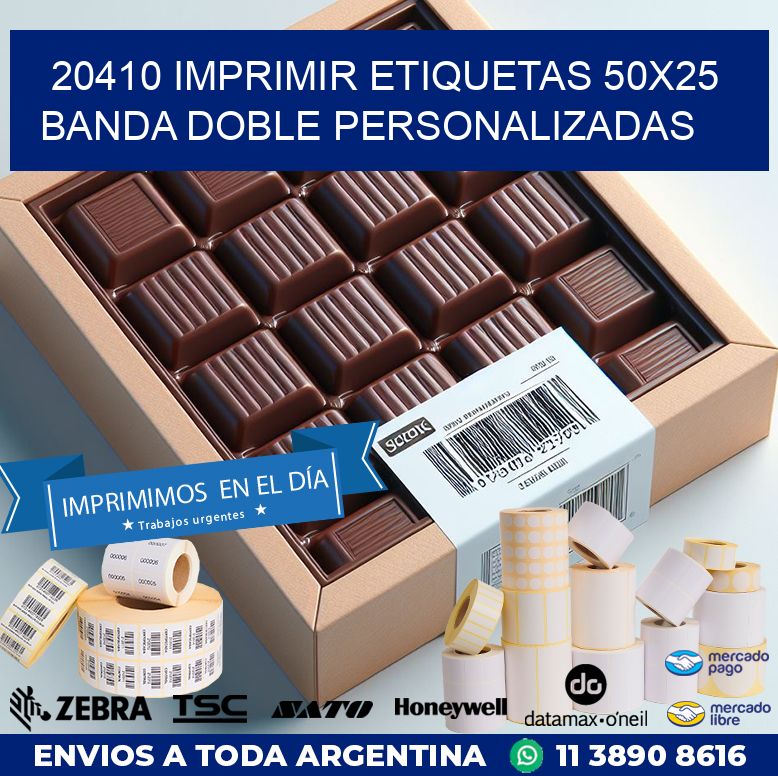 20410 IMPRIMIR ETIQUETAS 50X25 BANDA DOBLE PERSONALIZADAS