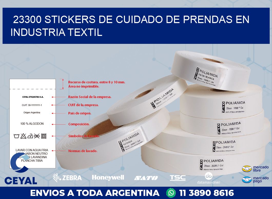 23300 STICKERS DE CUIDADO DE PRENDAS EN INDUSTRIA TEXTIL
