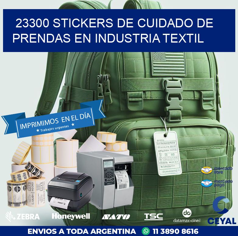 23300 STICKERS DE CUIDADO DE PRENDAS EN INDUSTRIA TEXTIL