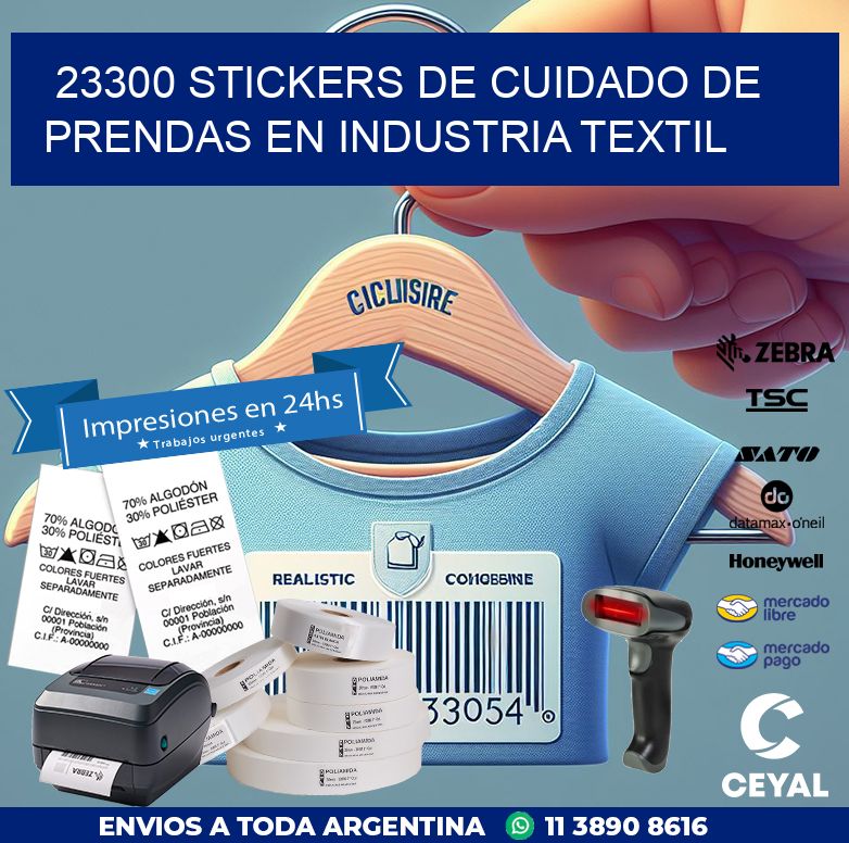 23300 STICKERS DE CUIDADO DE PRENDAS EN INDUSTRIA TEXTIL