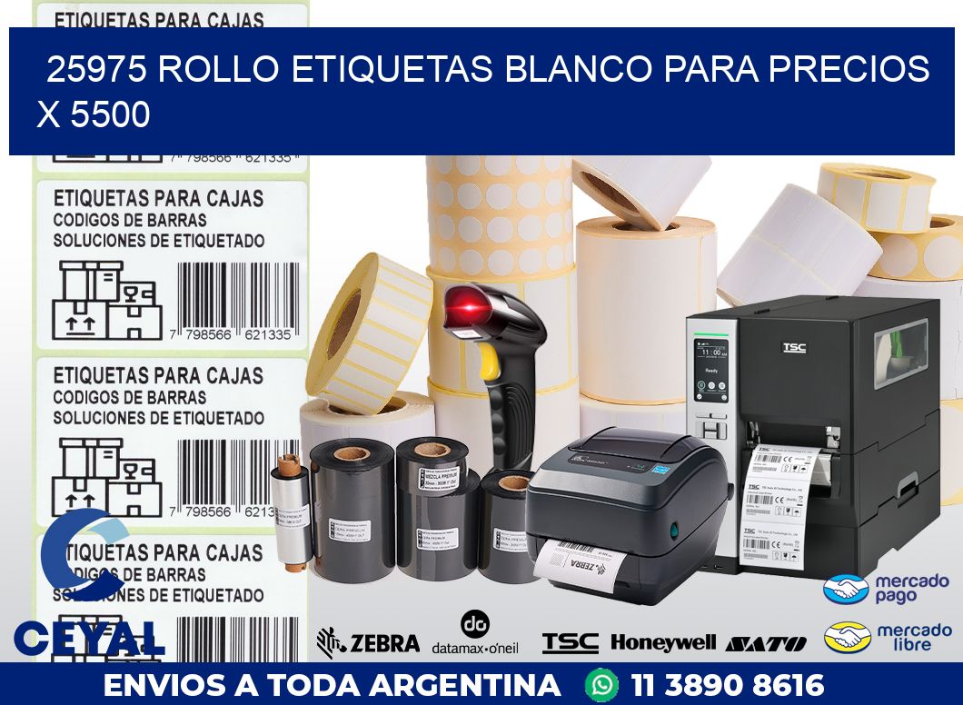 25975 ROLLO ETIQUETAS BLANCO PARA PRECIOS X 5500