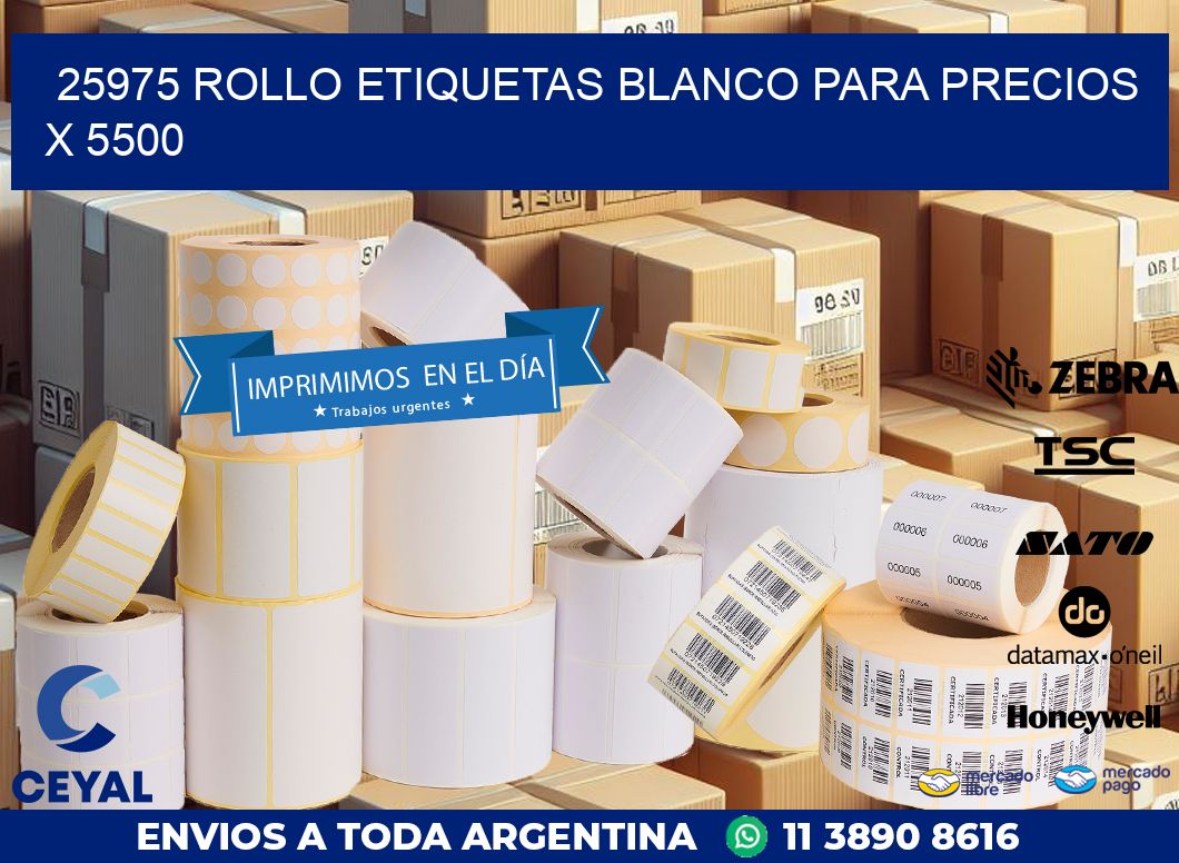 25975 ROLLO ETIQUETAS BLANCO PARA PRECIOS X 5500