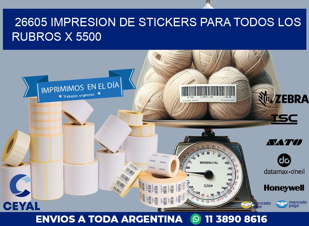 26605 IMPRESION DE STICKERS PARA TODOS LOS RUBROS X 5500