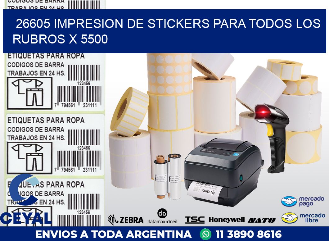 26605 IMPRESION DE STICKERS PARA TODOS LOS RUBROS X 5500