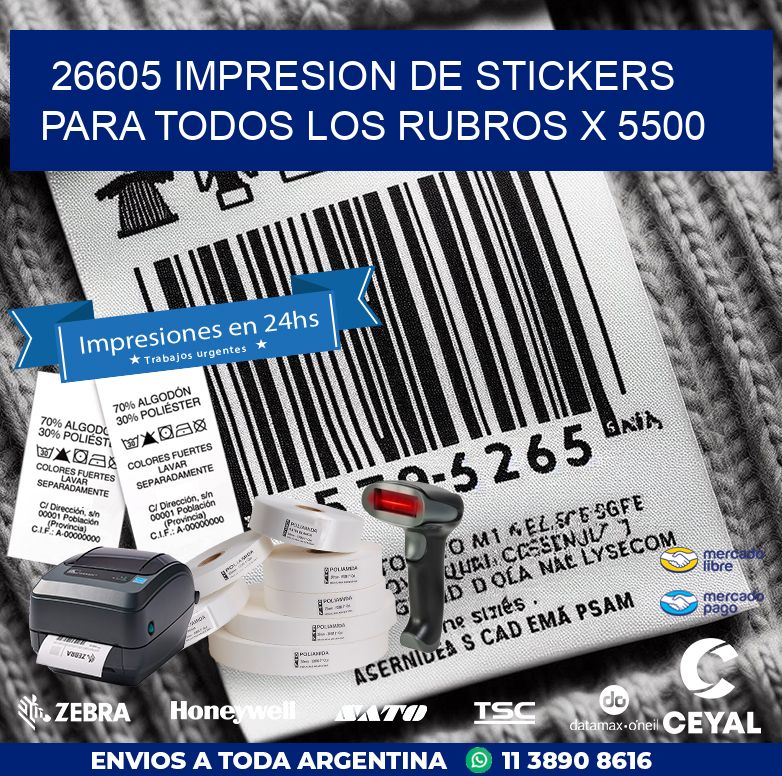 26605 IMPRESION DE STICKERS PARA TODOS LOS RUBROS X 5500