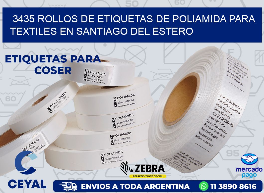 3435 ROLLOS DE ETIQUETAS DE POLIAMIDA PARA TEXTILES EN SANTIAGO DEL ESTERO