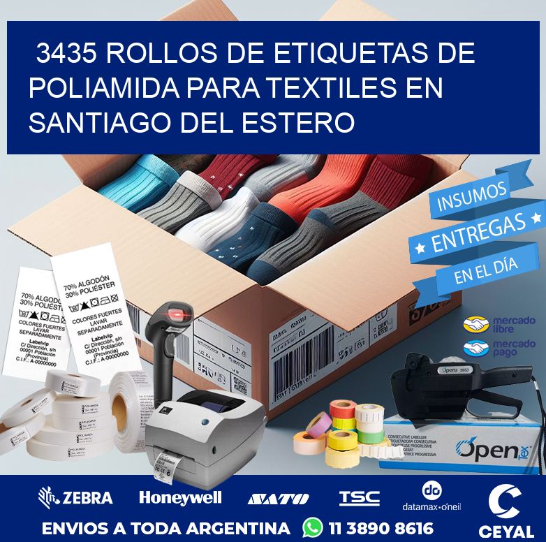 3435 ROLLOS DE ETIQUETAS DE POLIAMIDA PARA TEXTILES EN SANTIAGO DEL ESTERO