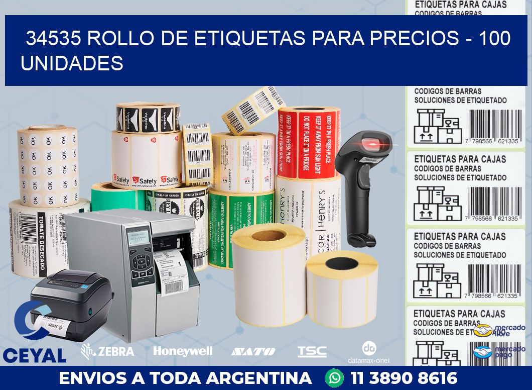 34535 ROLLO DE ETIQUETAS PARA PRECIOS - 100 UNIDADES