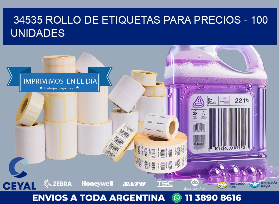 34535 ROLLO DE ETIQUETAS PARA PRECIOS – 100 UNIDADES