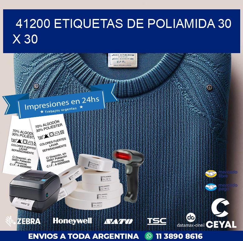 41200 ETIQUETAS DE POLIAMIDA 30 X 30