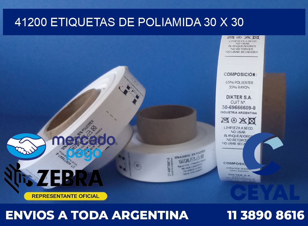 41200 ETIQUETAS DE POLIAMIDA 30 X 30