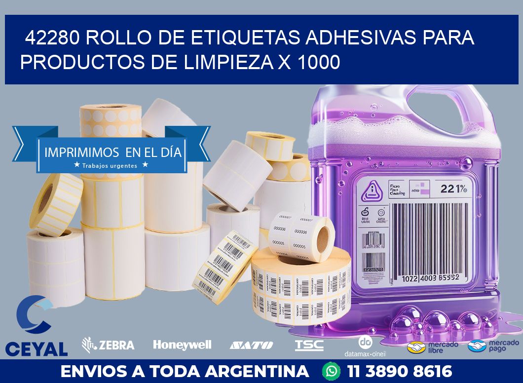 42280 ROLLO DE ETIQUETAS ADHESIVAS PARA PRODUCTOS DE LIMPIEZA X 1000