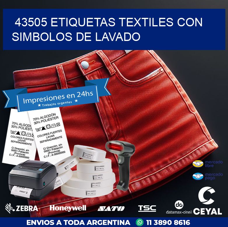 43505 ETIQUETAS TEXTILES CON SIMBOLOS DE LAVADO