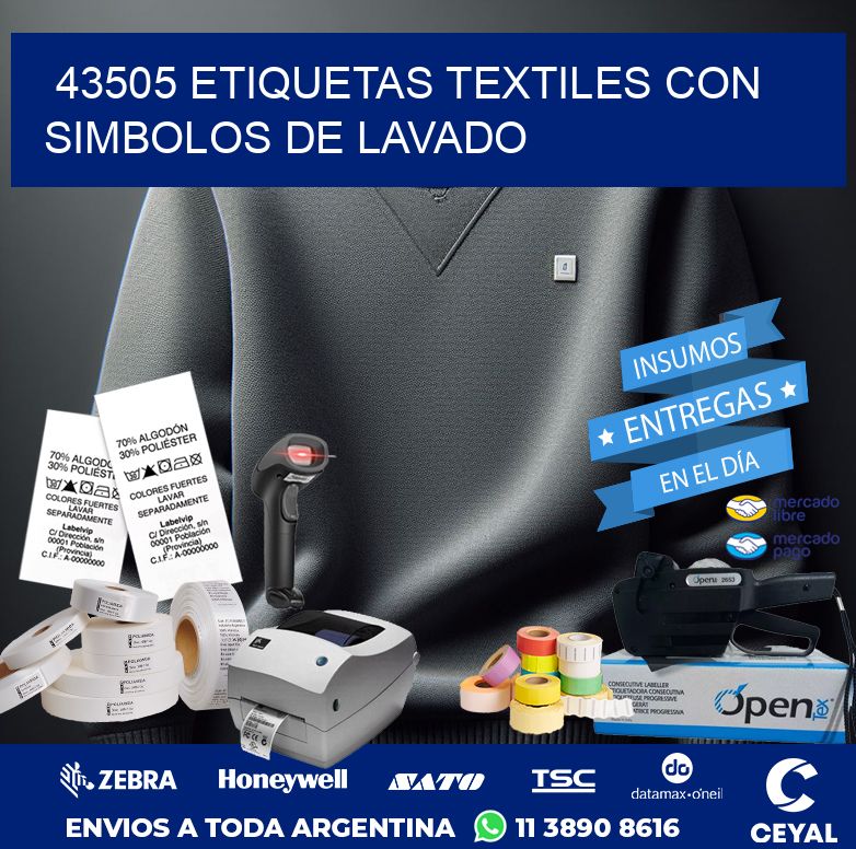 43505 ETIQUETAS TEXTILES CON SIMBOLOS DE LAVADO