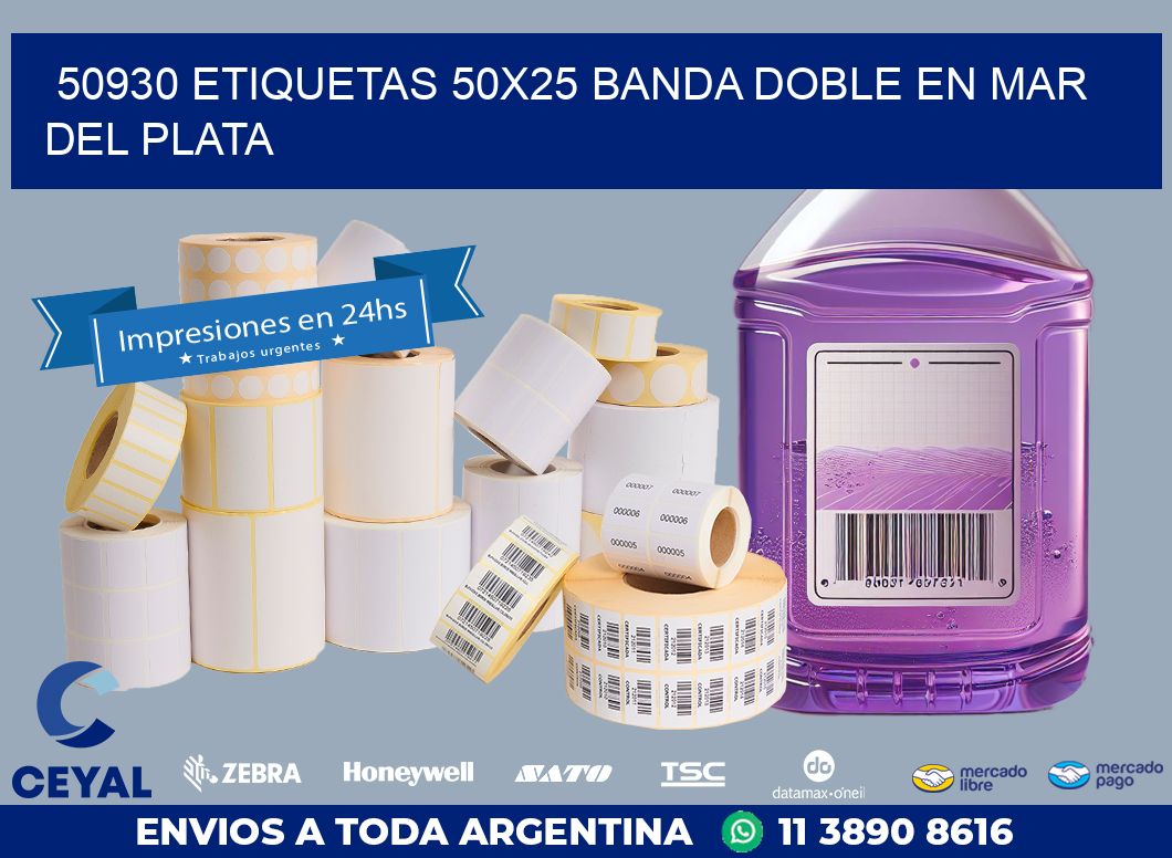50930 ETIQUETAS 50X25 BANDA DOBLE EN MAR DEL PLATA