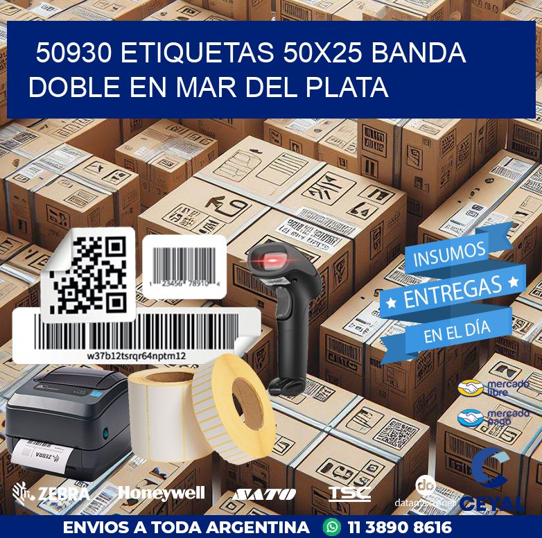 50930 ETIQUETAS 50X25 BANDA DOBLE EN MAR DEL PLATA
