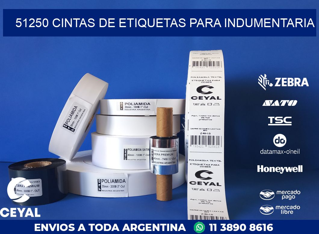 51250 CINTAS DE ETIQUETAS PARA INDUMENTARIA