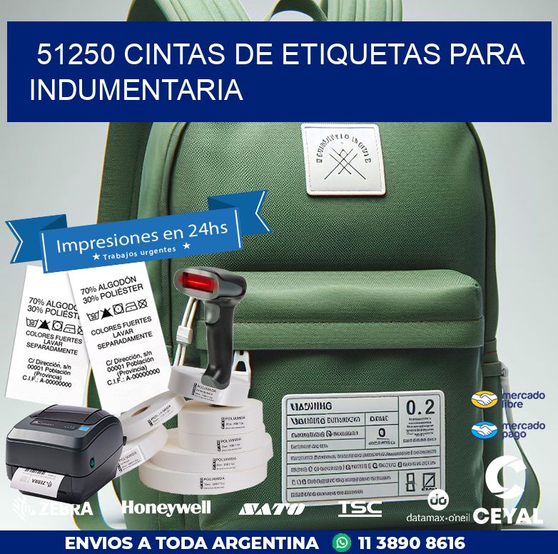 51250 CINTAS DE ETIQUETAS PARA INDUMENTARIA