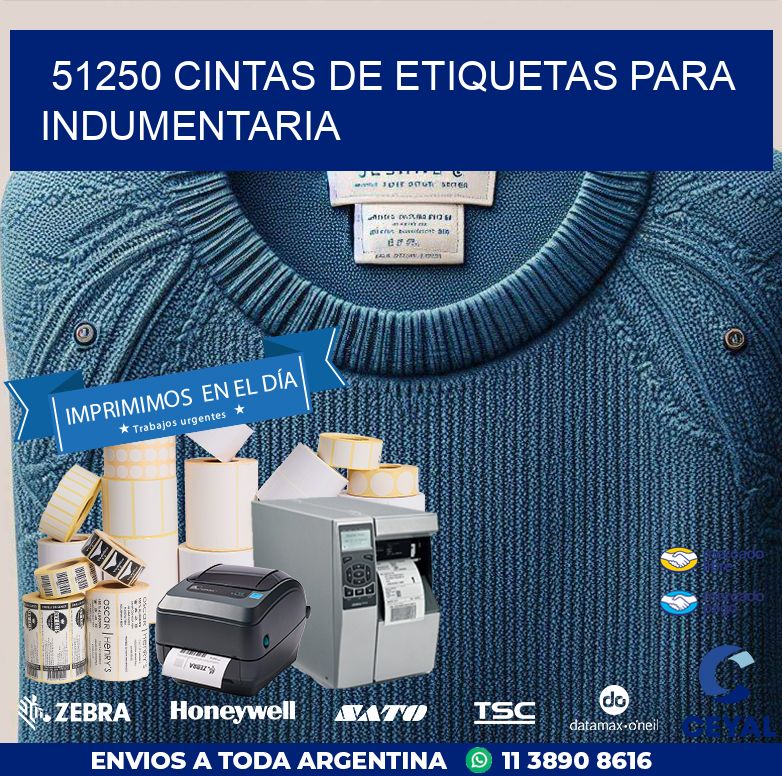 51250 CINTAS DE ETIQUETAS PARA INDUMENTARIA