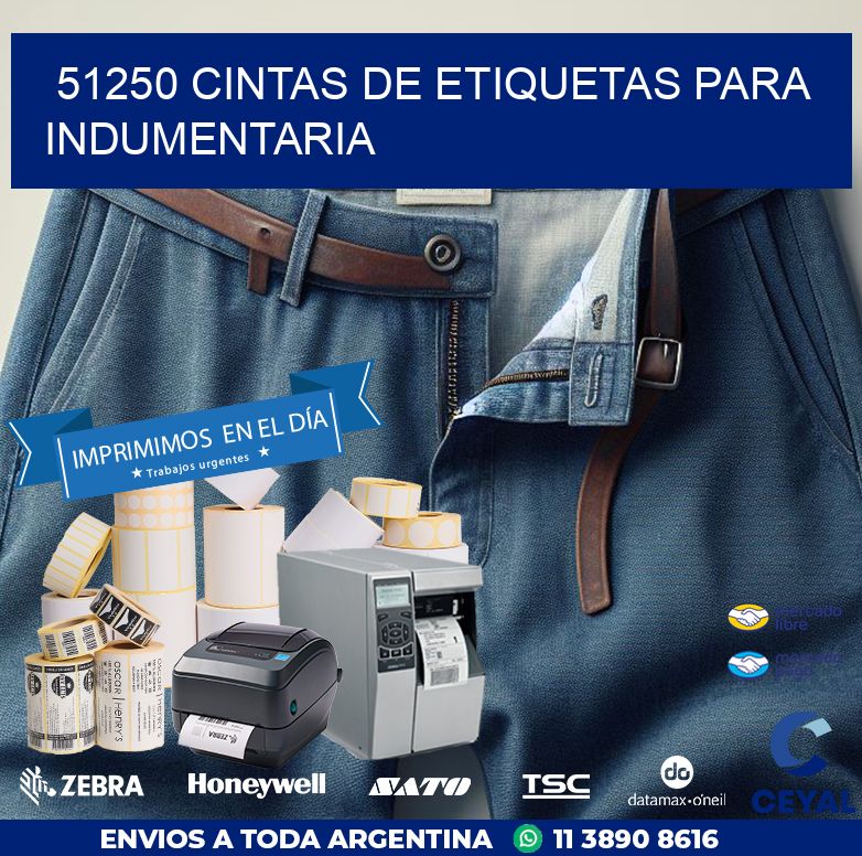 51250 CINTAS DE ETIQUETAS PARA INDUMENTARIA