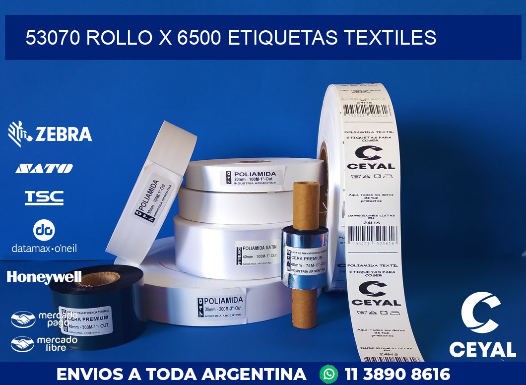 53070 ROLLO X 6500 ETIQUETAS TEXTILES