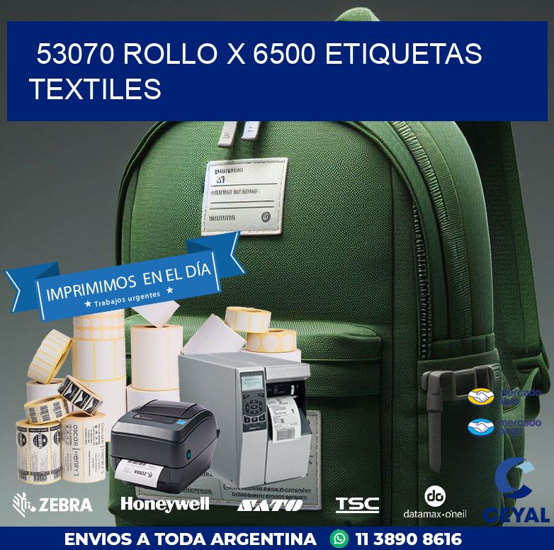 53070 ROLLO X 6500 ETIQUETAS TEXTILES