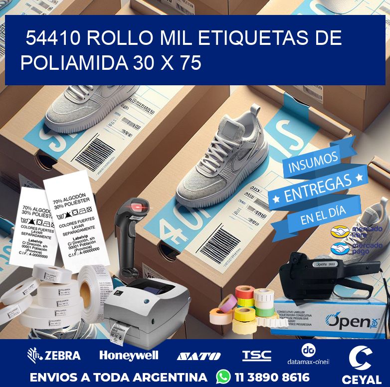54410 ROLLO MIL ETIQUETAS DE POLIAMIDA 30 X 75