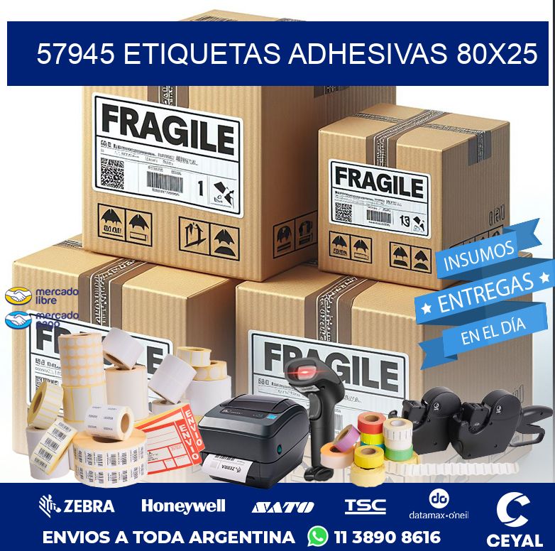 57945 ETIQUETAS ADHESIVAS 80X25