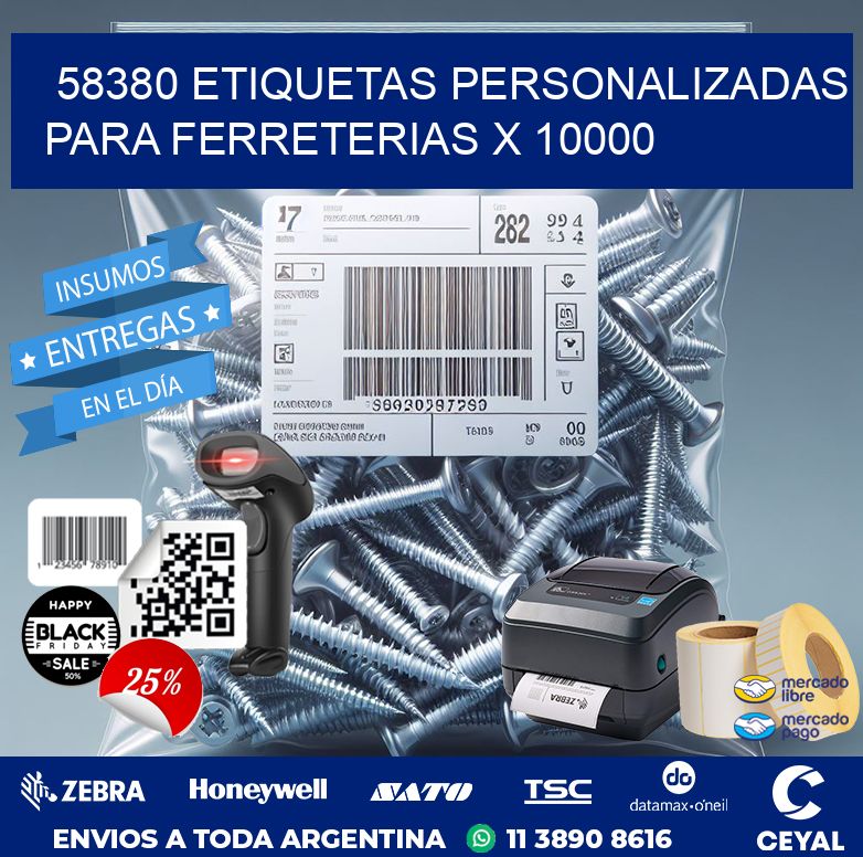 58380 ETIQUETAS PERSONALIZADAS PARA FERRETERIAS X 10000