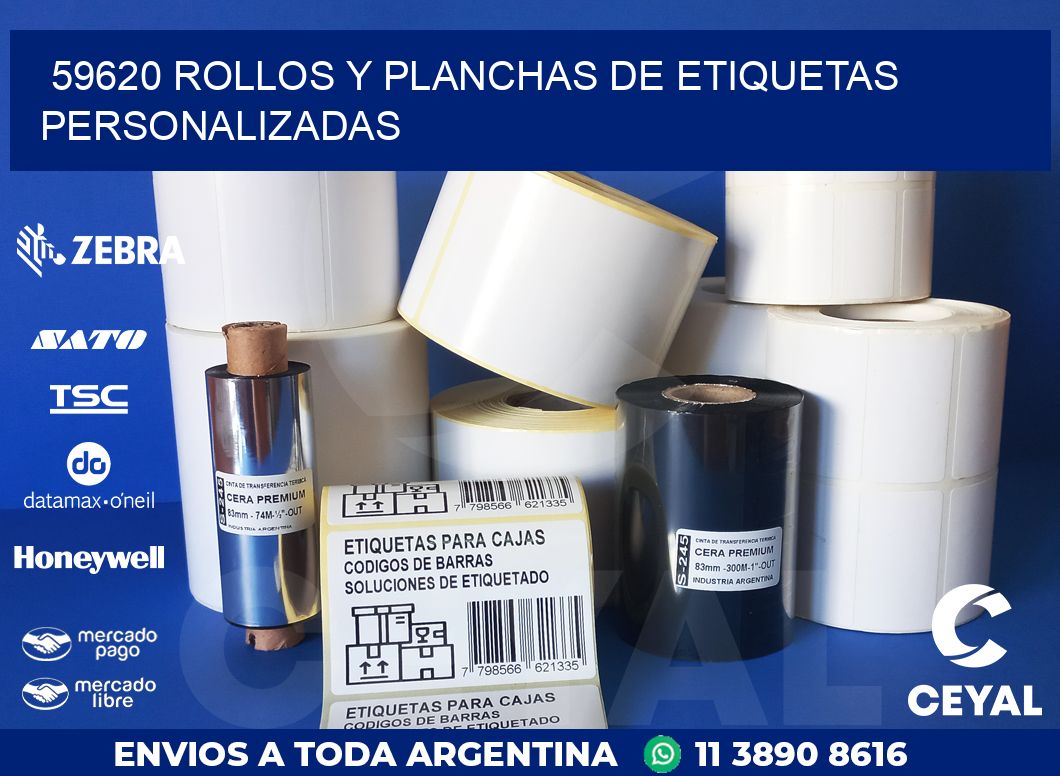 59620 ROLLOS Y PLANCHAS DE ETIQUETAS PERSONALIZADAS
