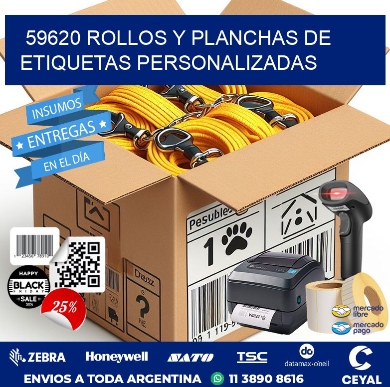 59620 ROLLOS Y PLANCHAS DE ETIQUETAS PERSONALIZADAS
