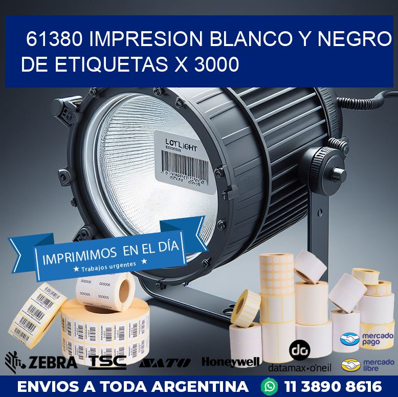 61380 IMPRESION BLANCO Y NEGRO DE ETIQUETAS X 3000
