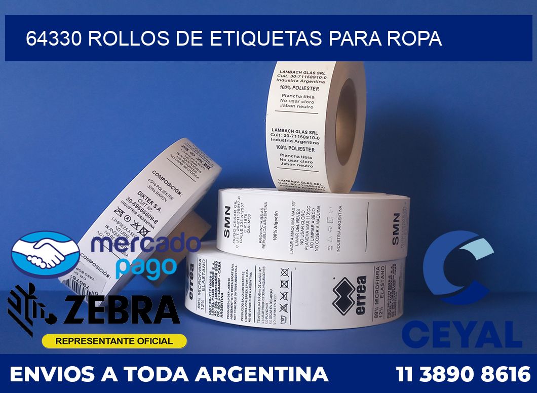 64330 ROLLOS DE ETIQUETAS PARA ROPA