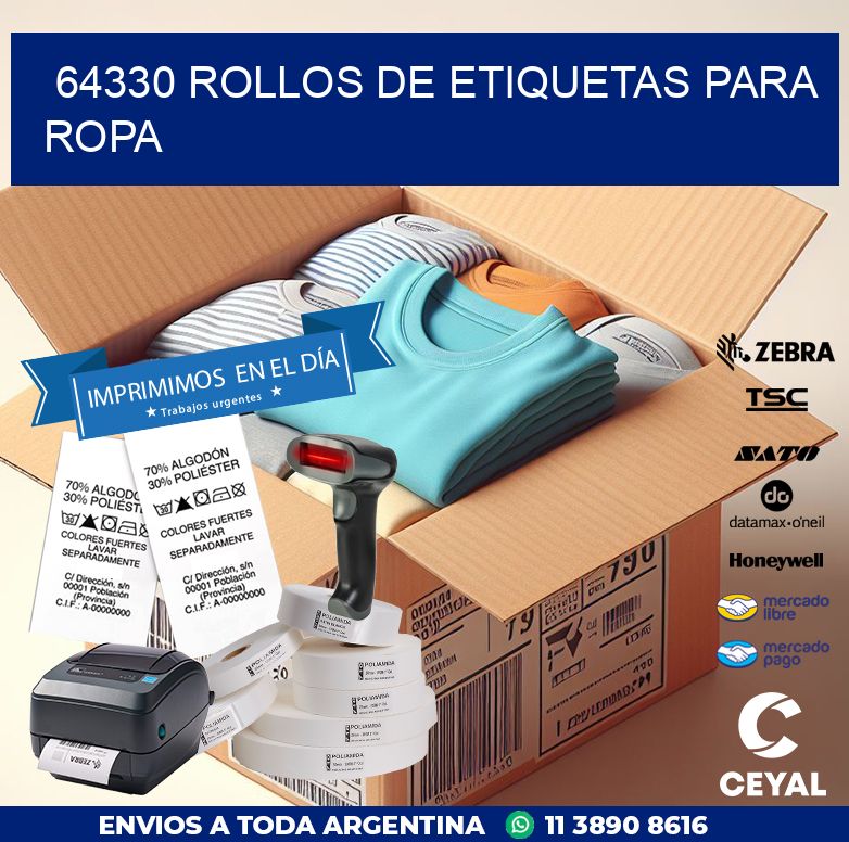 64330 ROLLOS DE ETIQUETAS PARA ROPA