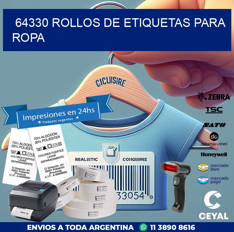 64330 ROLLOS DE ETIQUETAS PARA ROPA
