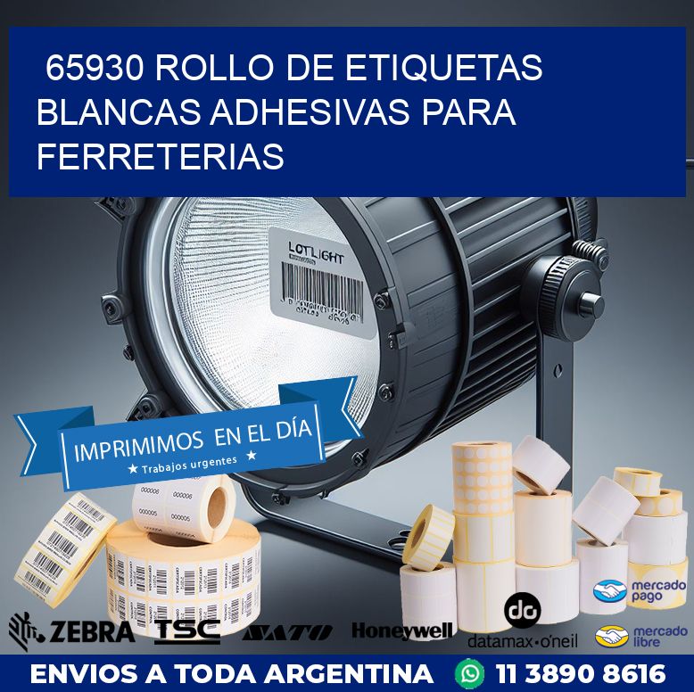 65930 ROLLO DE ETIQUETAS BLANCAS ADHESIVAS PARA FERRETERIAS