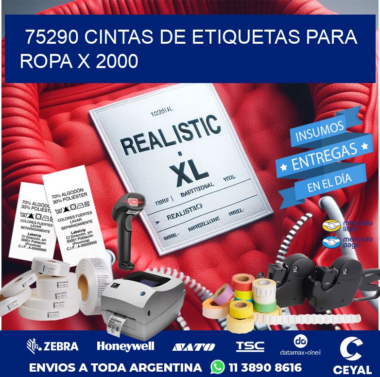 75290 CINTAS DE ETIQUETAS PARA ROPA X 2000