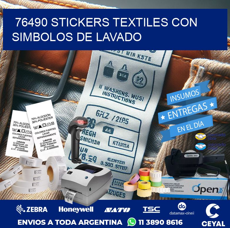 76490 STICKERS TEXTILES CON SIMBOLOS DE LAVADO