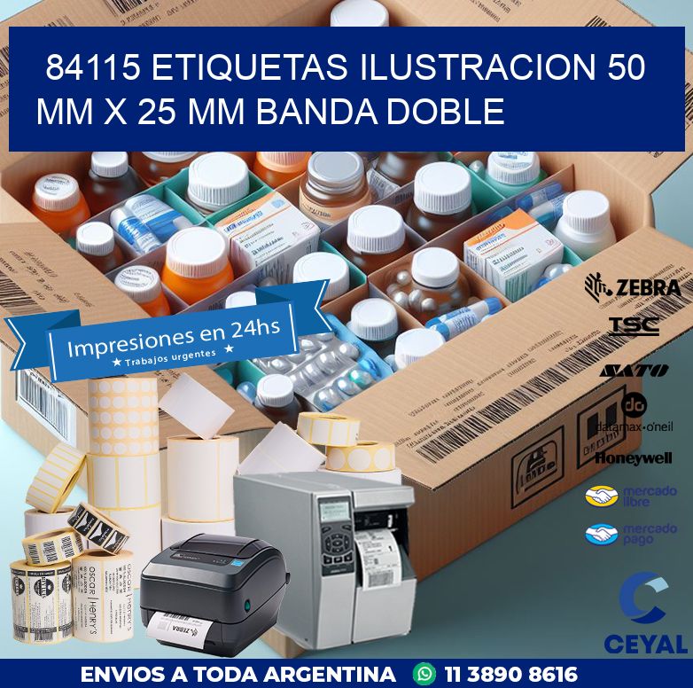 84115 ETIQUETAS ILUSTRACION 50 MM X 25 MM BANDA DOBLE