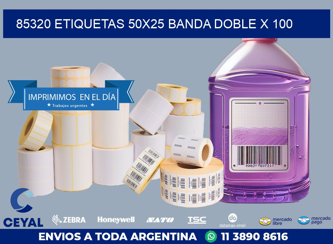 85320 ETIQUETAS 50X25 BANDA DOBLE X 100