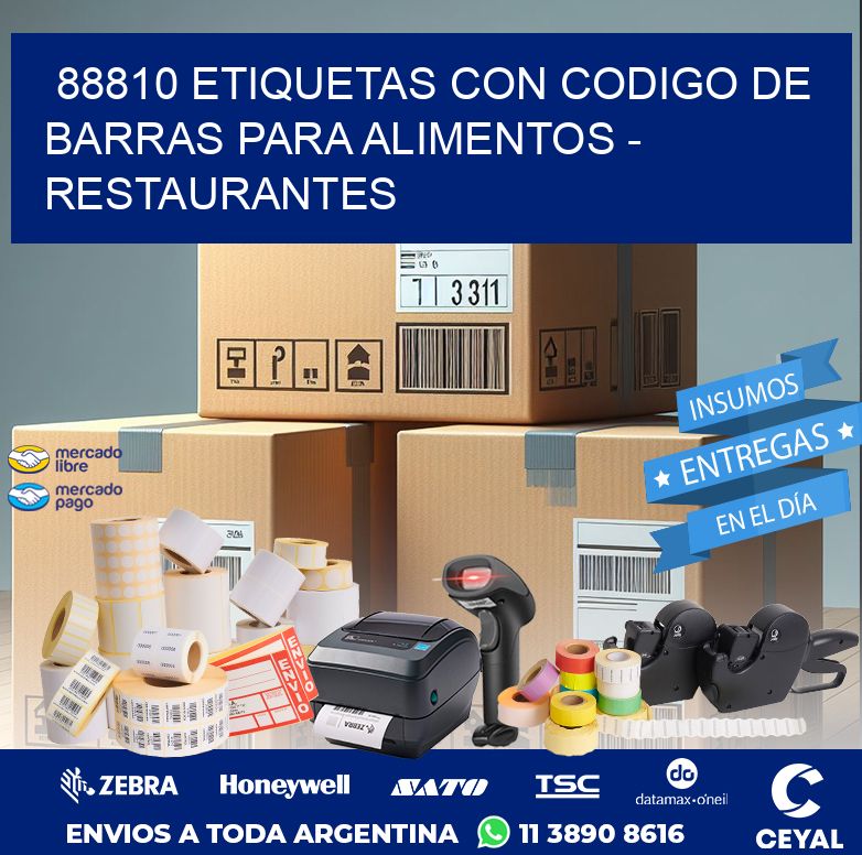 88810 ETIQUETAS CON CODIGO DE BARRAS PARA ALIMENTOS - RESTAURANTES