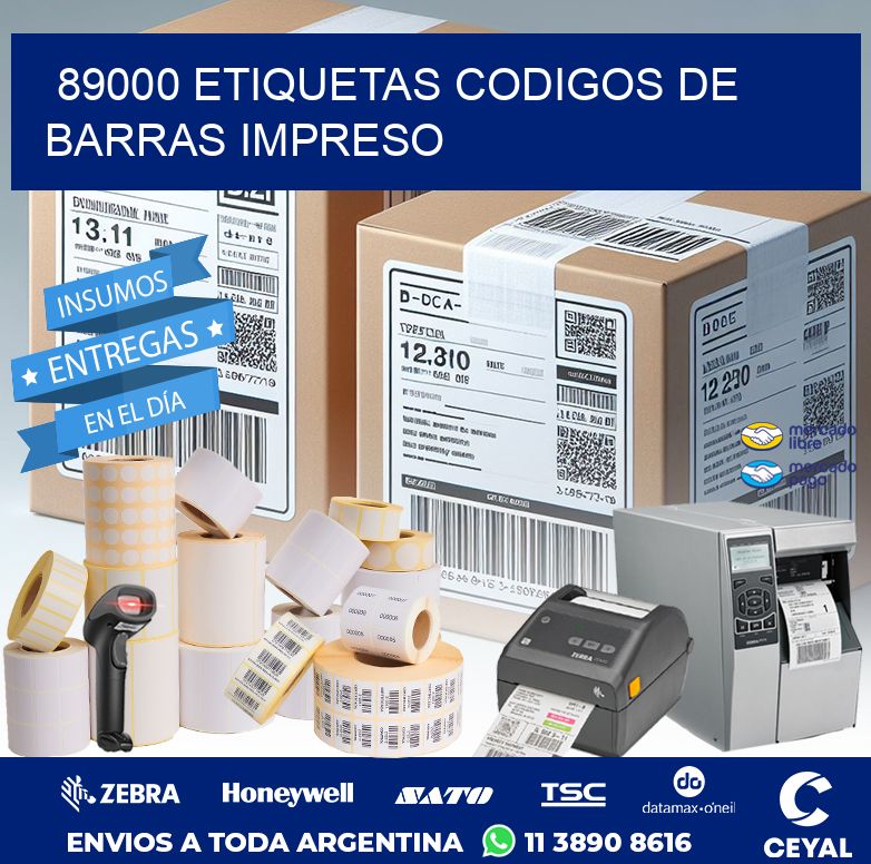 89000 ETIQUETAS CODIGOS DE BARRAS IMPRESO