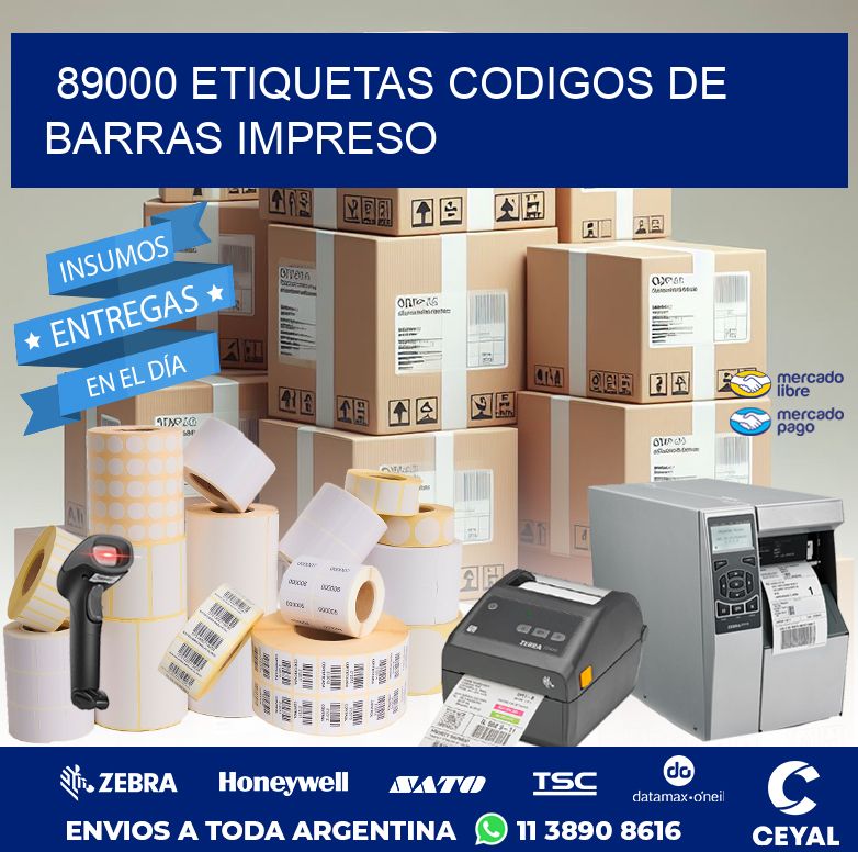 89000 ETIQUETAS CODIGOS DE BARRAS IMPRESO