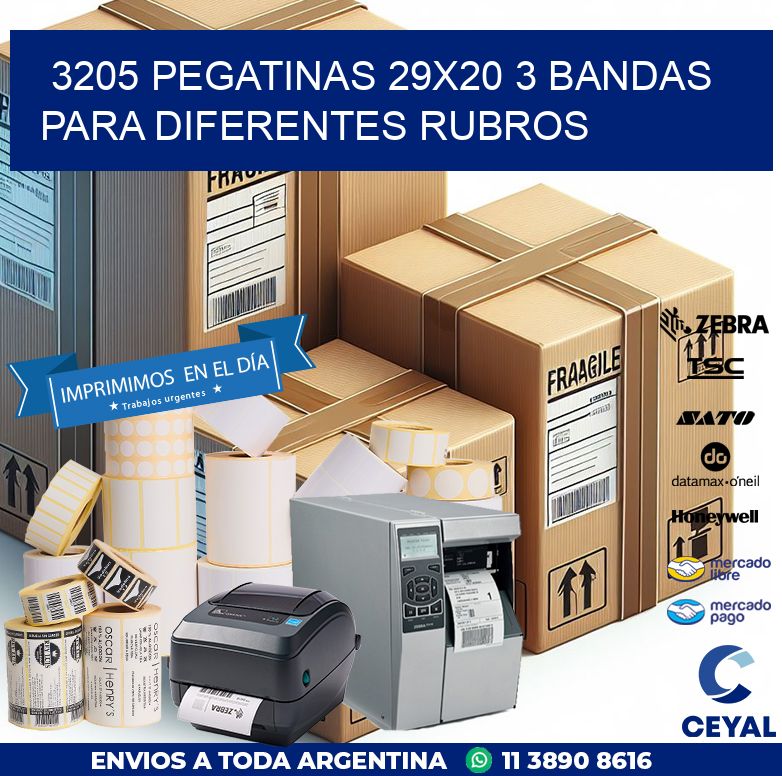3205 PEGATINAS 29X20 3 BANDAS PARA DIFERENTES RUBROS