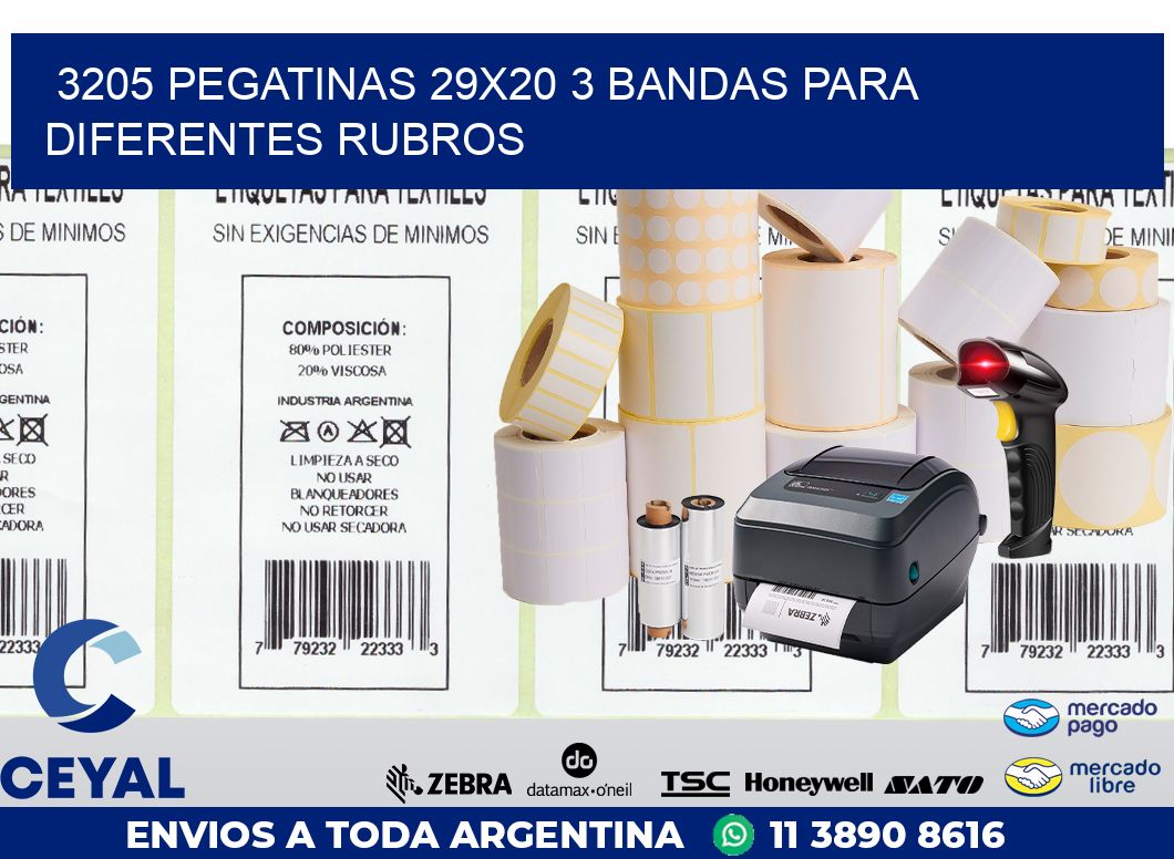 3205 PEGATINAS 29X20 3 BANDAS PARA DIFERENTES RUBROS
