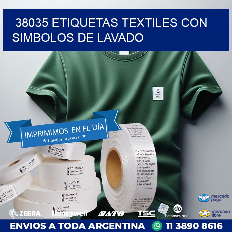 38035 ETIQUETAS TEXTILES CON SIMBOLOS DE LAVADO