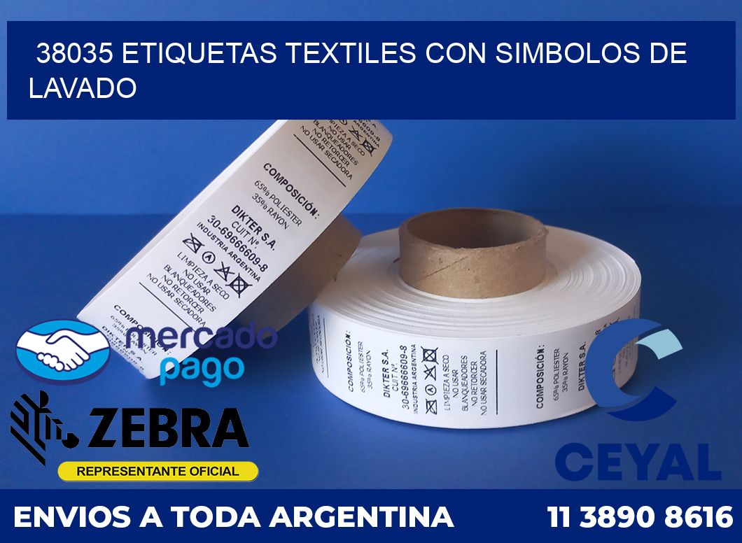 38035 ETIQUETAS TEXTILES CON SIMBOLOS DE LAVADO