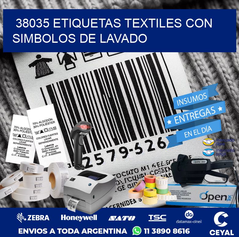 38035 ETIQUETAS TEXTILES CON SIMBOLOS DE LAVADO